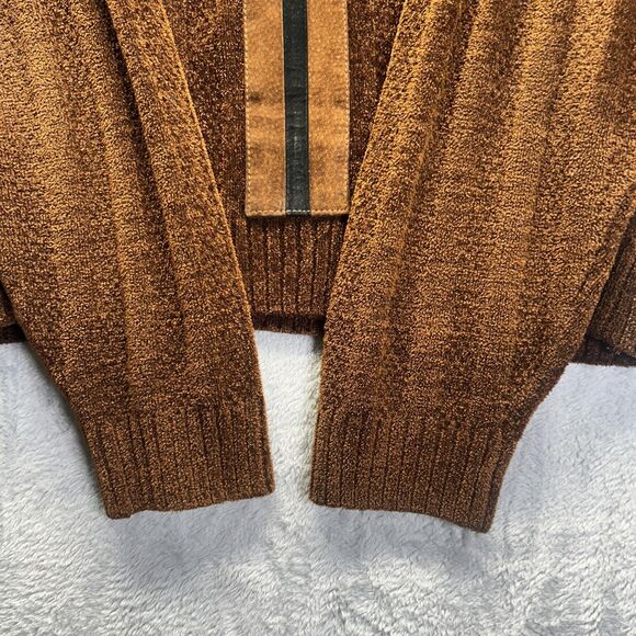 Vintage Saxony Sweater Mens Large Rust Brown Textured Mock Neck Rare Exclusive - Picture 10 of 16
